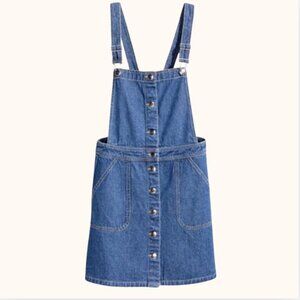 H&M Divided Denim Bib Overalls Short Mini Dress 10